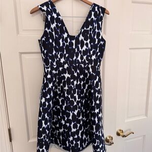 Stylish Black, White, and Blue Patterned A-line Dress